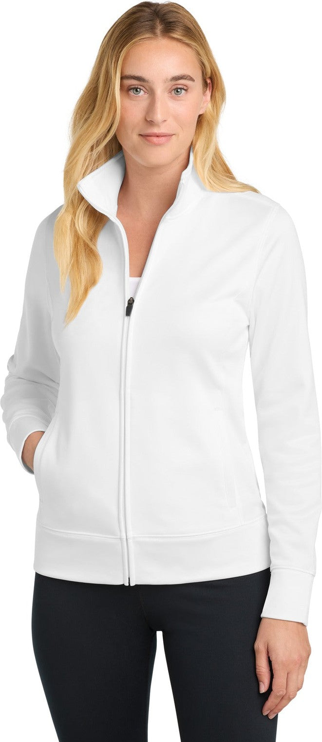 White Sport-Tek Women's Sport-Wick Fleece Full-Zip Jacket. LST241