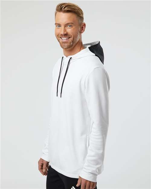 White Textured Mixed Media Hooded Sweatshirt - A530