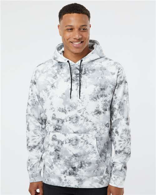 White Tie Dye Performance Raglan Pullover Sweatshirt - 8670