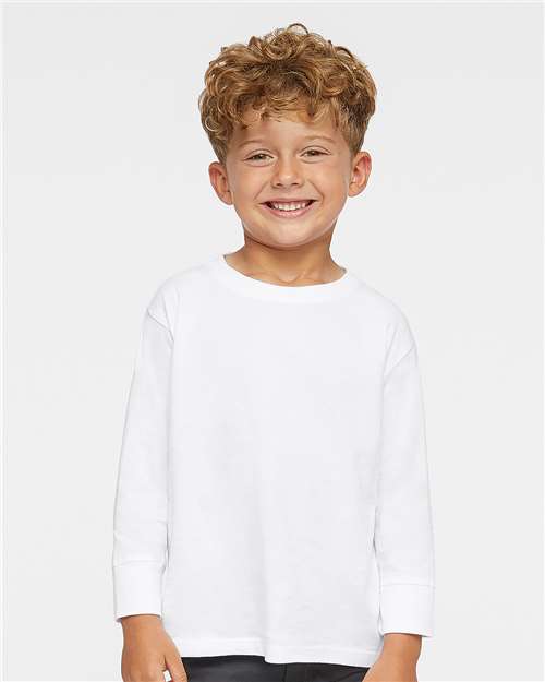 White Toddler Fine Jersey Long Sleeve Tee - 3302