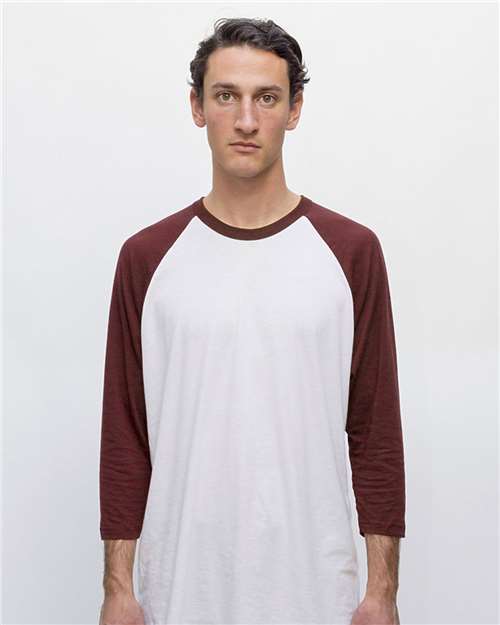 White/ Truffle USA-Made Three Quarter Sleeve Raglan Baseball T-Shirt - FF53