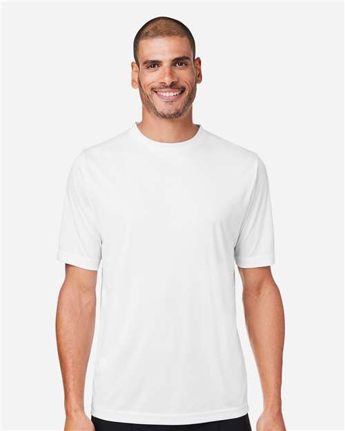 Left View of White Unisex Capital Performance T-Shirt - CE10