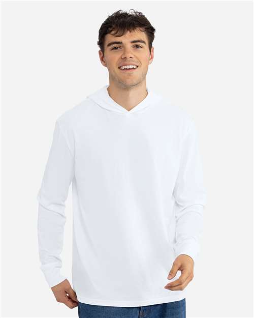 White Unisex CVC Hoodie Long Sleeve T-Shirt - 6221