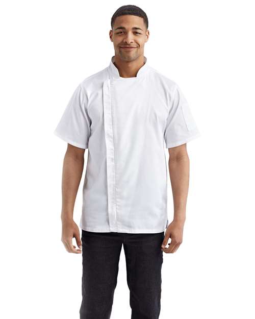 White Unisex Zip-Close Short Sleeve Chef's Coat - RP906