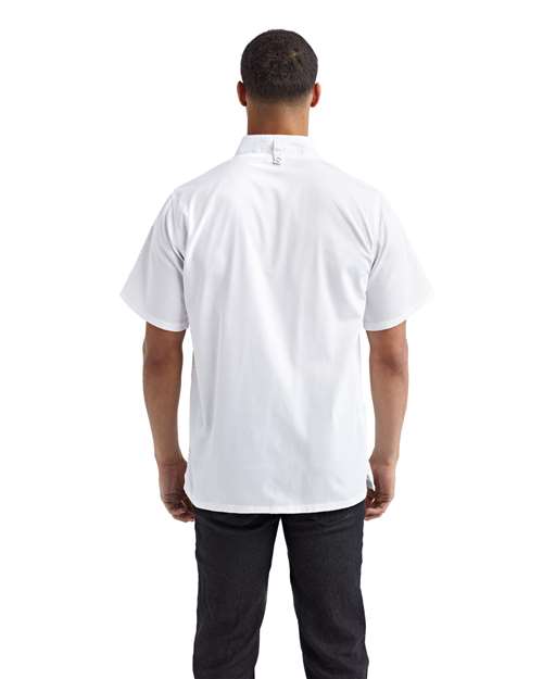 White Unisex Zip-Close Short Sleeve Chef's Coat - RP906
