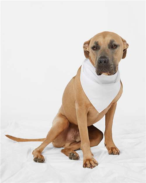 Front View of White USA-Made Doggie Bandana - 3905