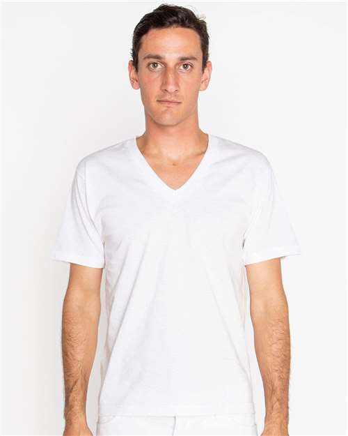 White USA-Made Fine Jersey V-Neck T-Shirt - 24056