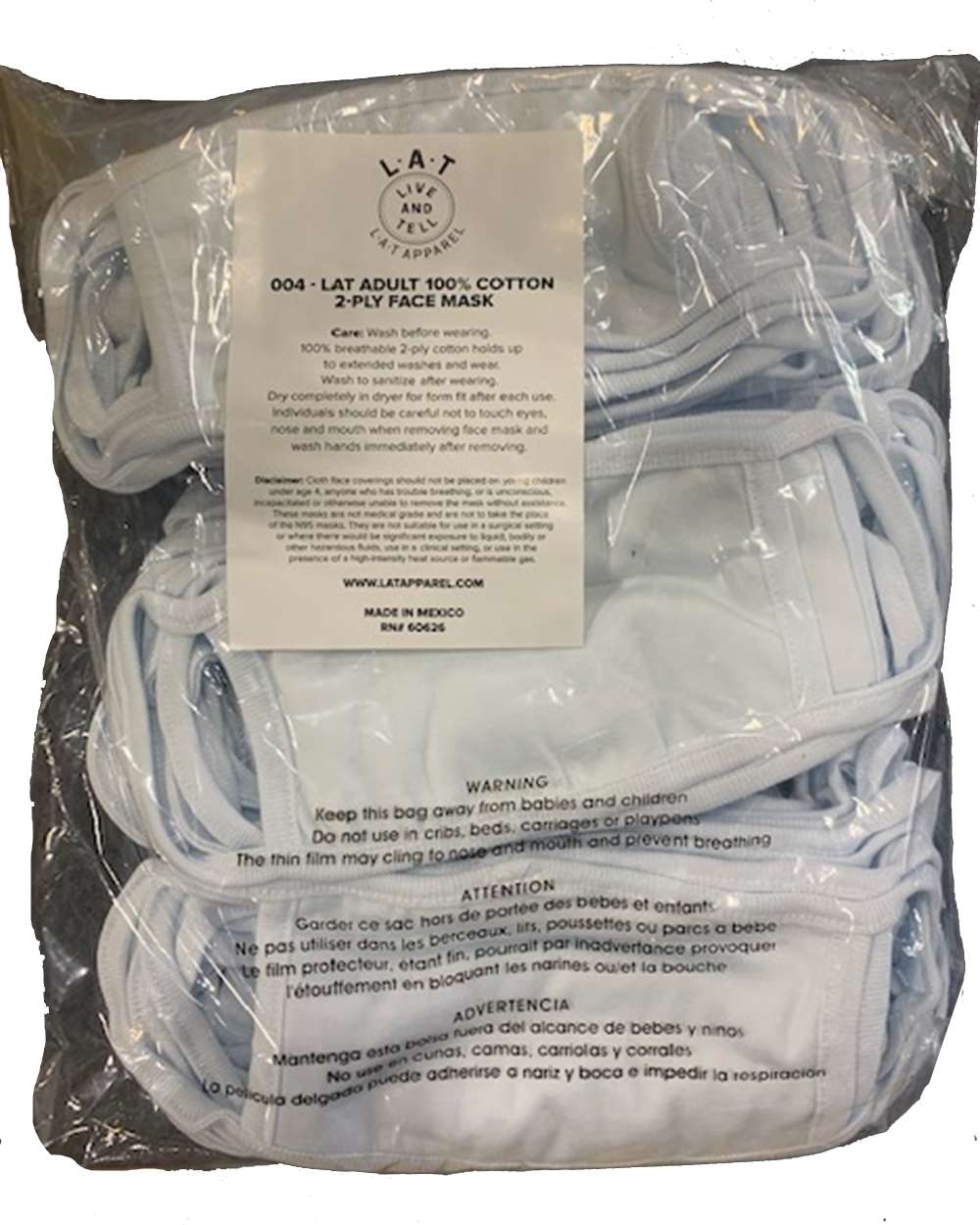 White/ White 100% Cotton 2-Ply Face Mask - 004