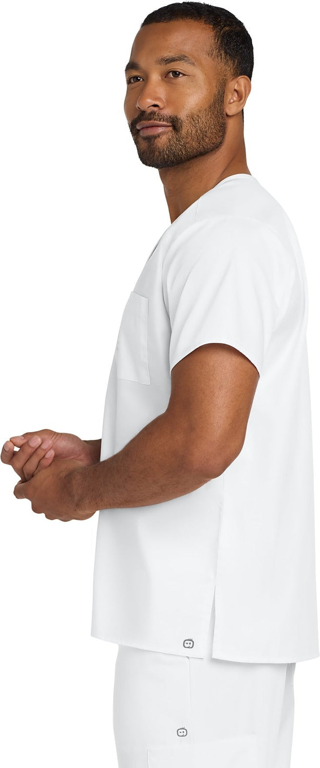 White Wink Unisex WorkFlex Chest Pocket V-Neck Top WW3160