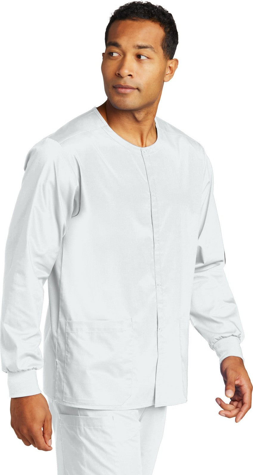 White Wink Unisex WorkFlex Snap-Front Scrub Jacket WW3080