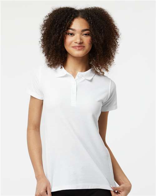 White Women&#39;s 50/50 Sport Pique Polo - 401