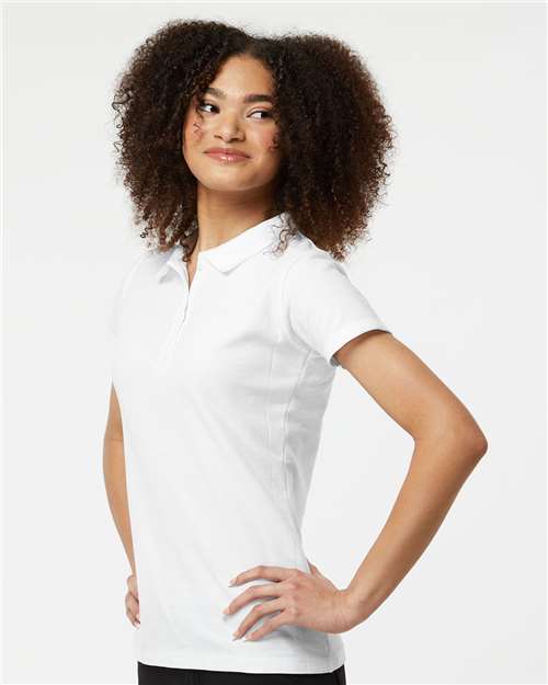 White Women&#39;s 50/50 Sport Pique Polo - 401