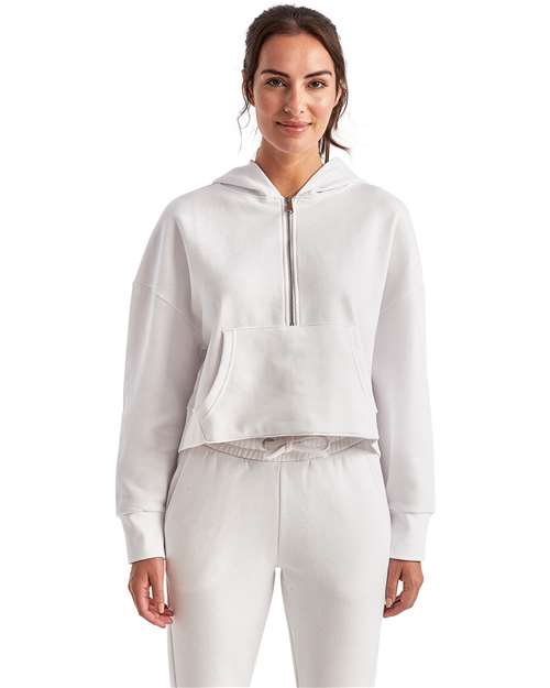 White Women&#39;s Alice Half-Zip Hooded Sweatshirt - TD077