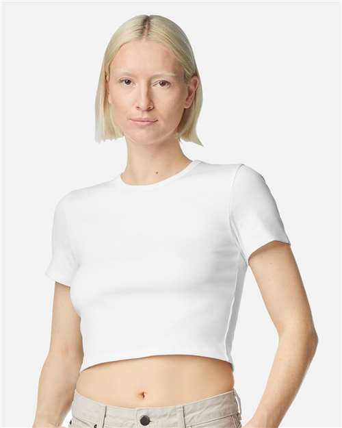 White Women&#39;s Baby Rib Cropped Tee - BR210