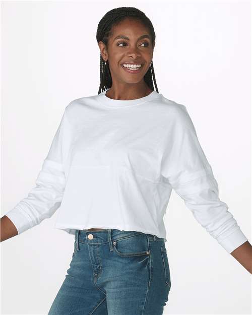 White Women&#39;s Crop Retro Jesery - BW3515