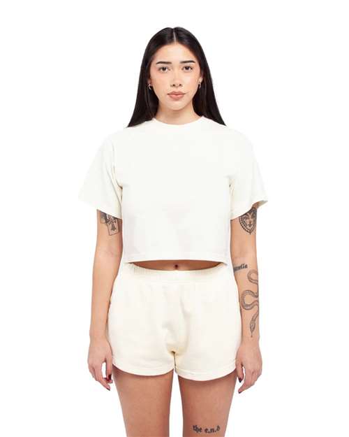 White Women's Garment-Dye Crop T-Shirt - SHGDC