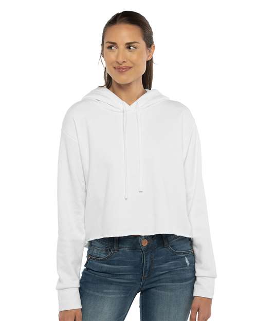 White Women&#39;s Laguna Sueded Raw Edge Crop Hoodie - 9384