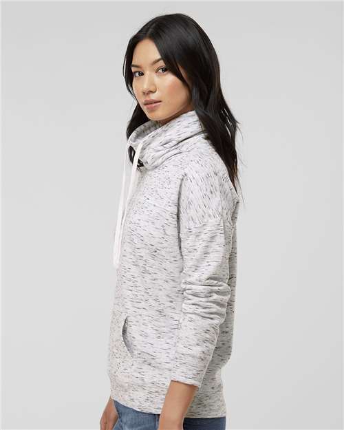 White Women’s Mélange Fleece Cowl Neck Sweatshirt - 8673