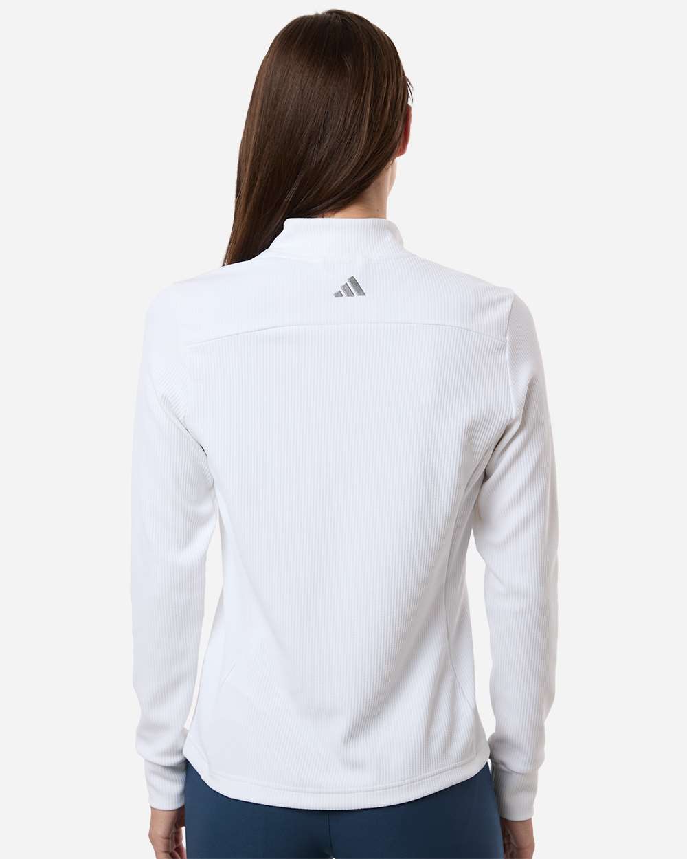 White Women's Performance Textured Full-Zip Jacket - A1015 plain
