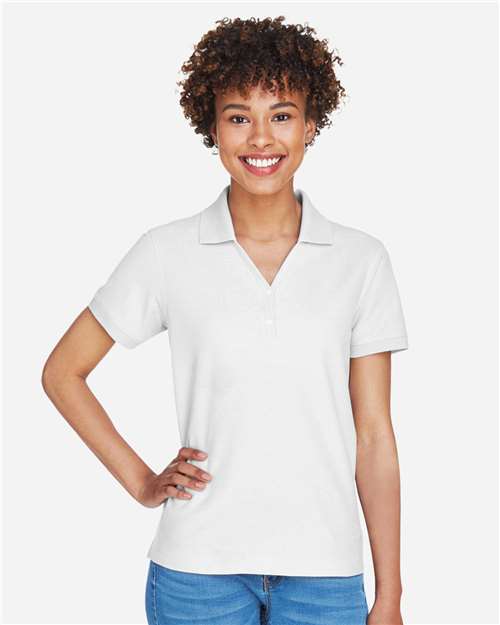 White Women&#39;s Pima Piqué Polo - D100W