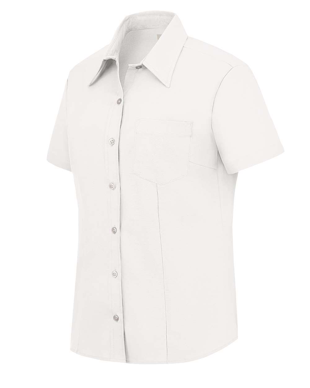 White Women's Short Sleeve Stretch Oxford Shirt - S254