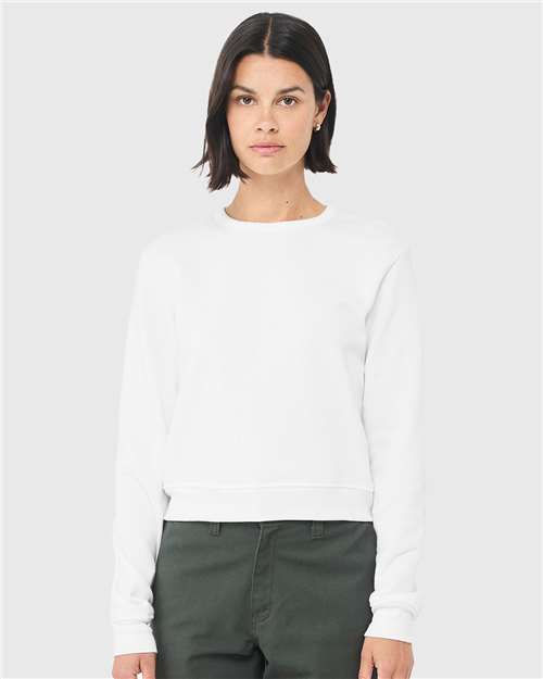 White Women&#39;s Sponge Fleece Classic Crewneck Sweatshirt - 7511