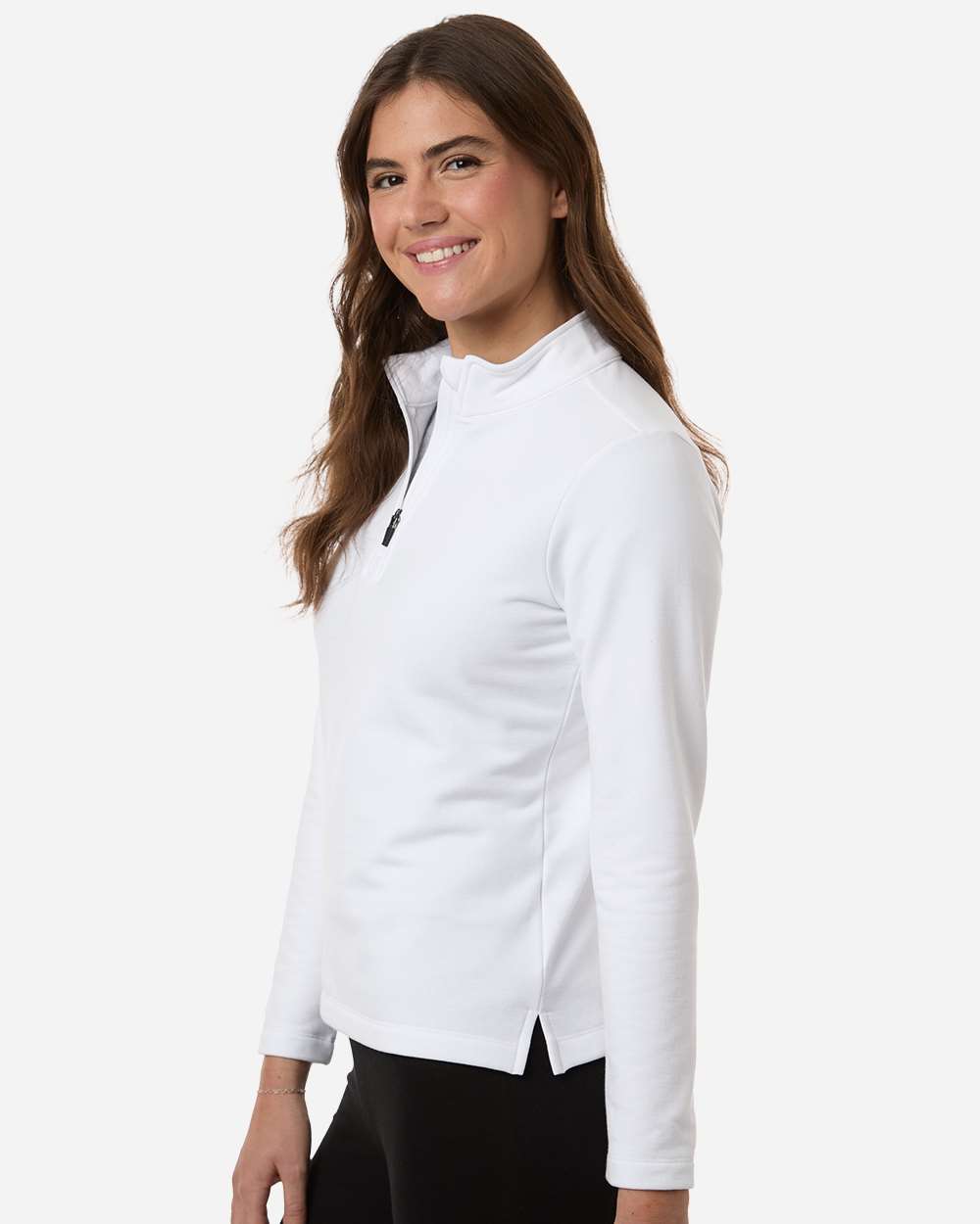 White Women's Stretch Quarter-Zip Fleece Pullover - STF870L