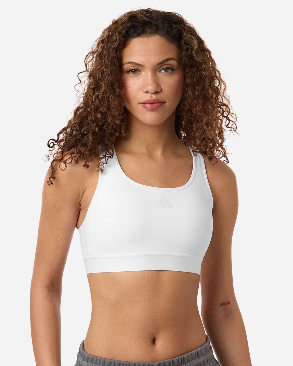 White Women's Techfit Compression Racerback Sports Bra - AT750 plain