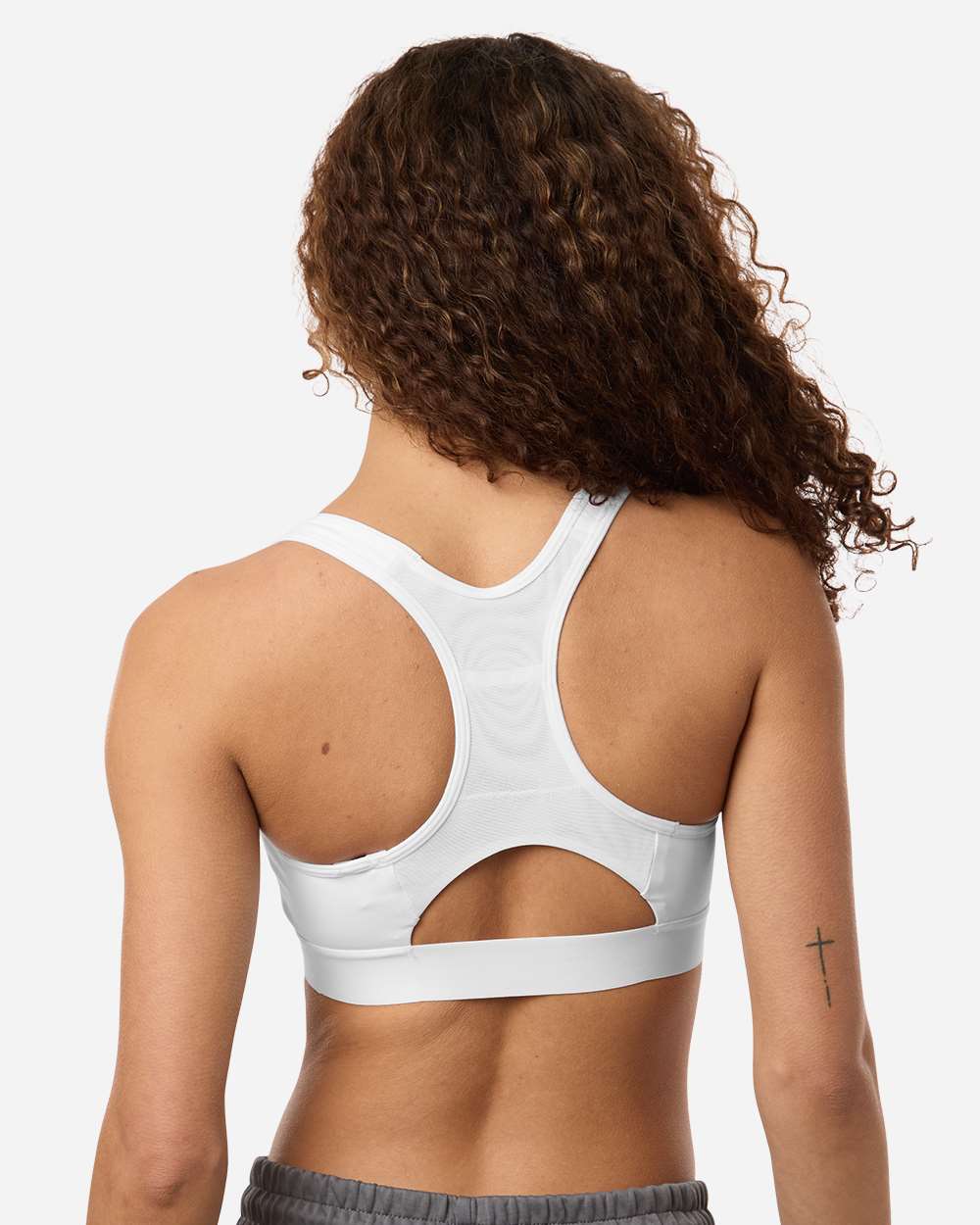 White Women's Techfit Compression Racerback Sports Bra - AT750 plain