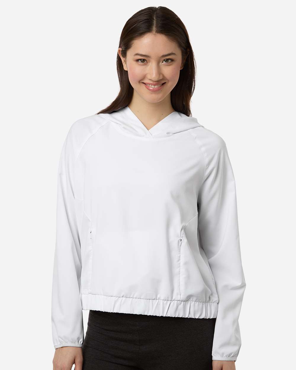 White Women's UltraUVP Shoreline Long Sleeve Hooded Pullover - CE520LW plain