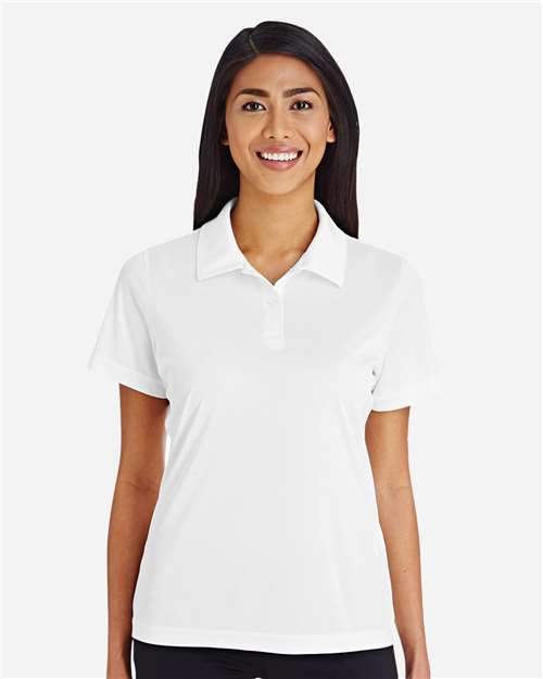 Front View of White Women's Zone Performance Polo - TT51W