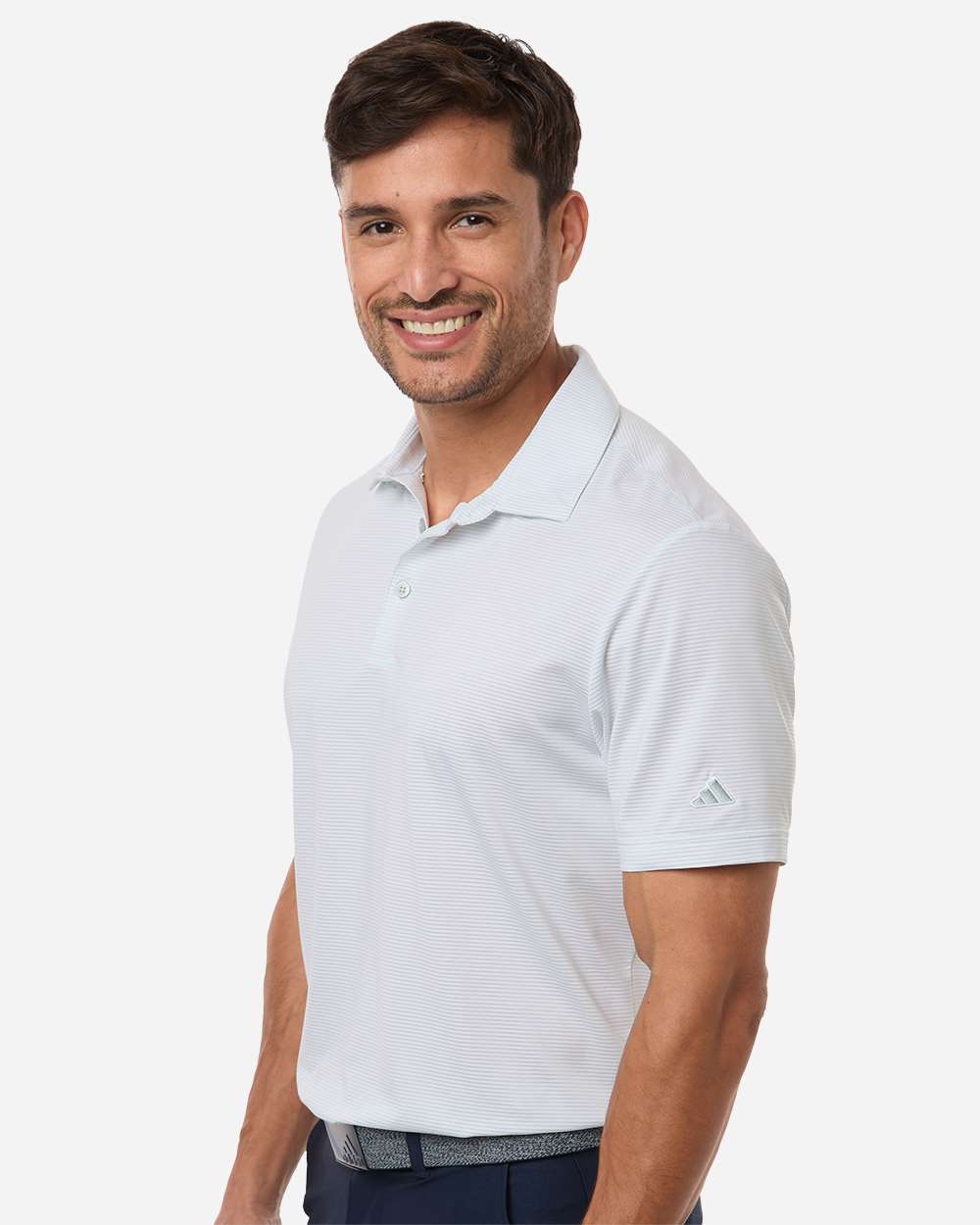 White/ Wonder Sage Men's Ultimate365 Pencil Stripe Climacool Polo - A2026 plain