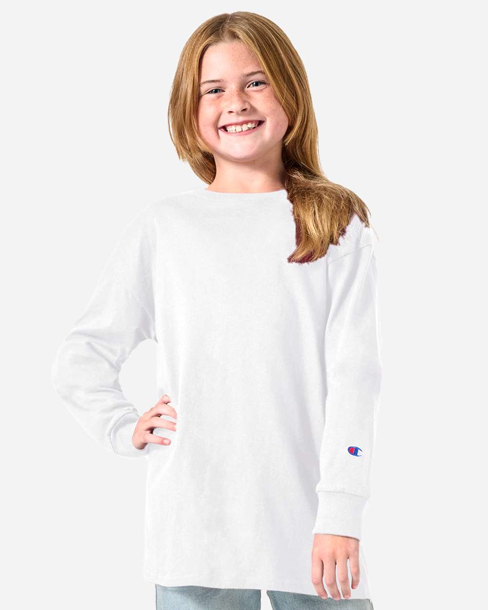 White Youth Long Sleeve T-Shirt - CH1751 plain