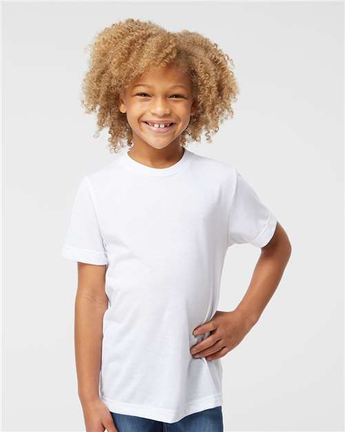 White Youth Polyester Sublimation Tee - 1210