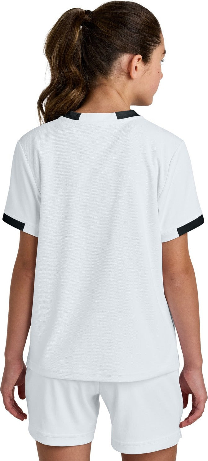 White/Blk Sport-Tek Youth Club Short Sleeve Crew YST440
