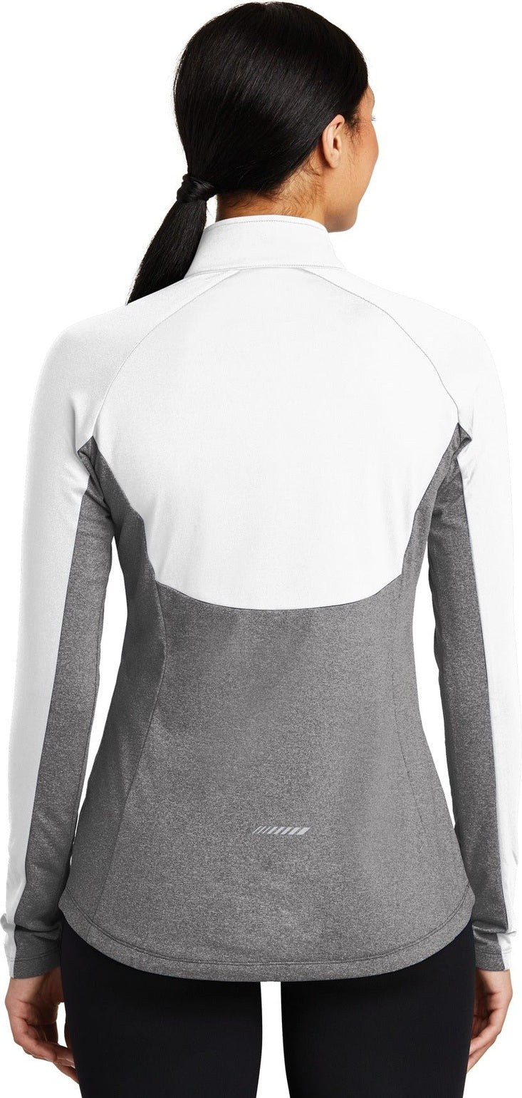 White/Ch Gy He Sport-Tek Women's Sport-Wick Stretch Contrast 1/4-Zip Pullover. LST854