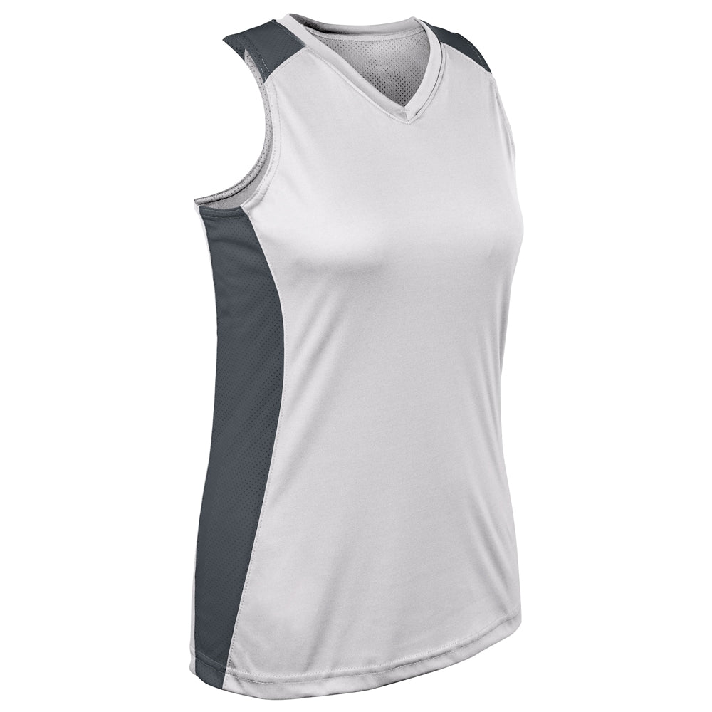 WHITE,GRAPHITE Infinite V-Neck Racerback Jersey