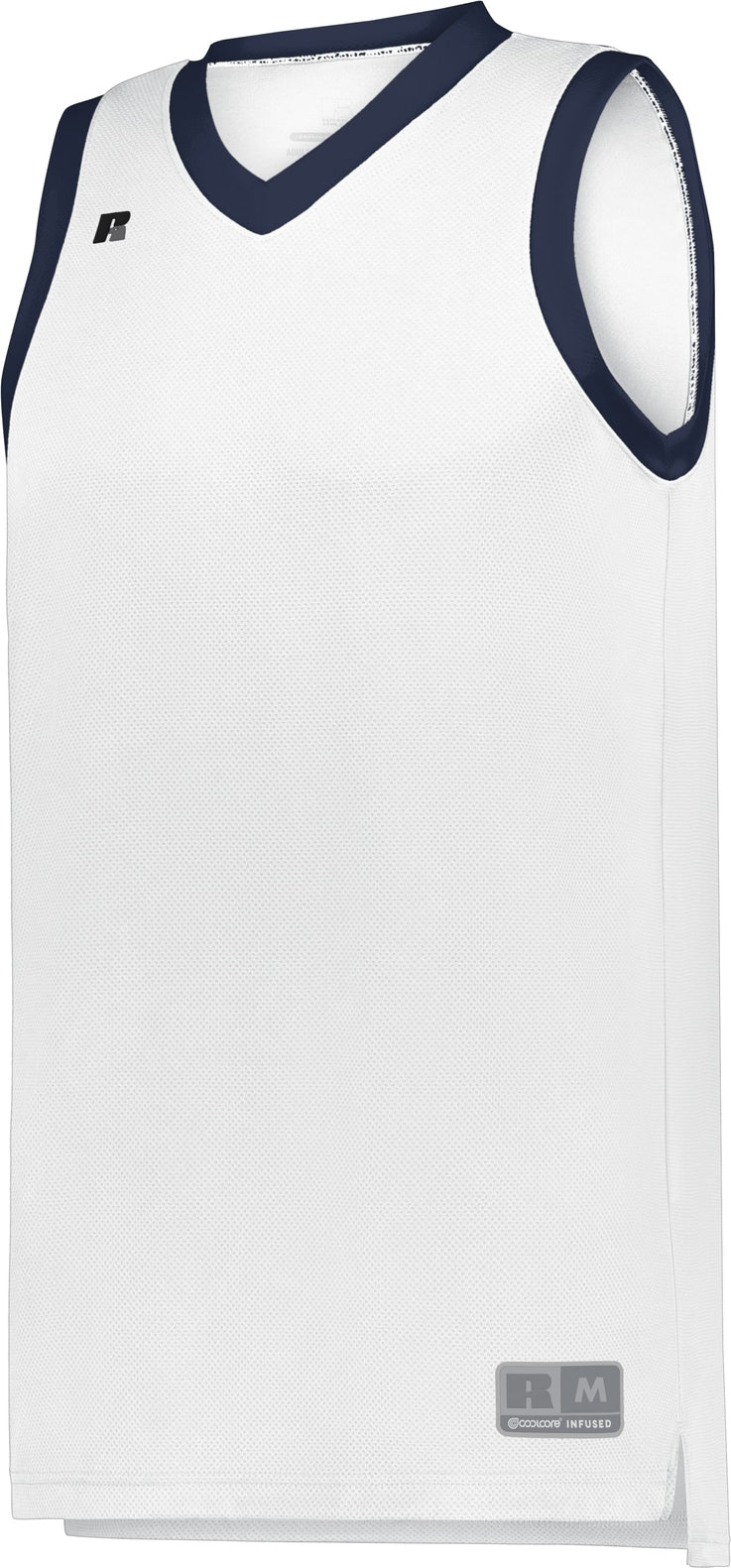 WHITE/NAVY YTH COOLCORE ELITE JERSEY