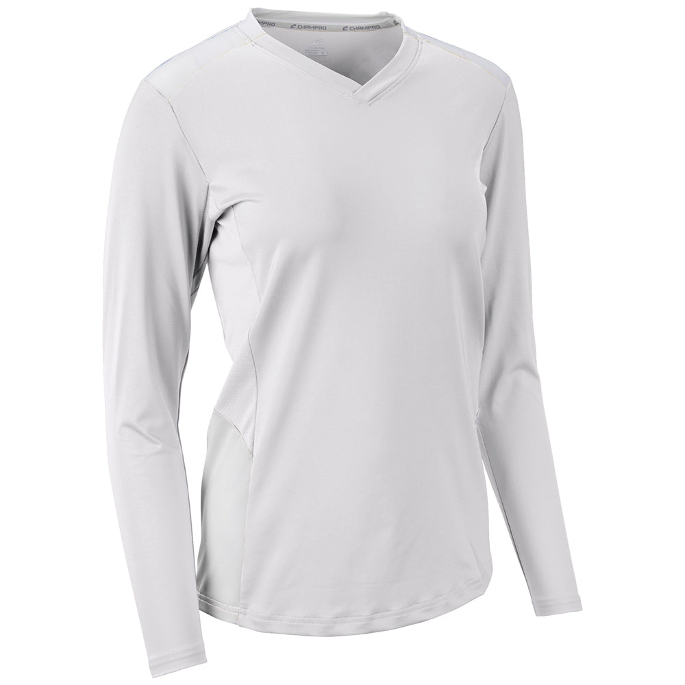 WHITE,WHITE Rally Long Sleeve Volleyball Jersey