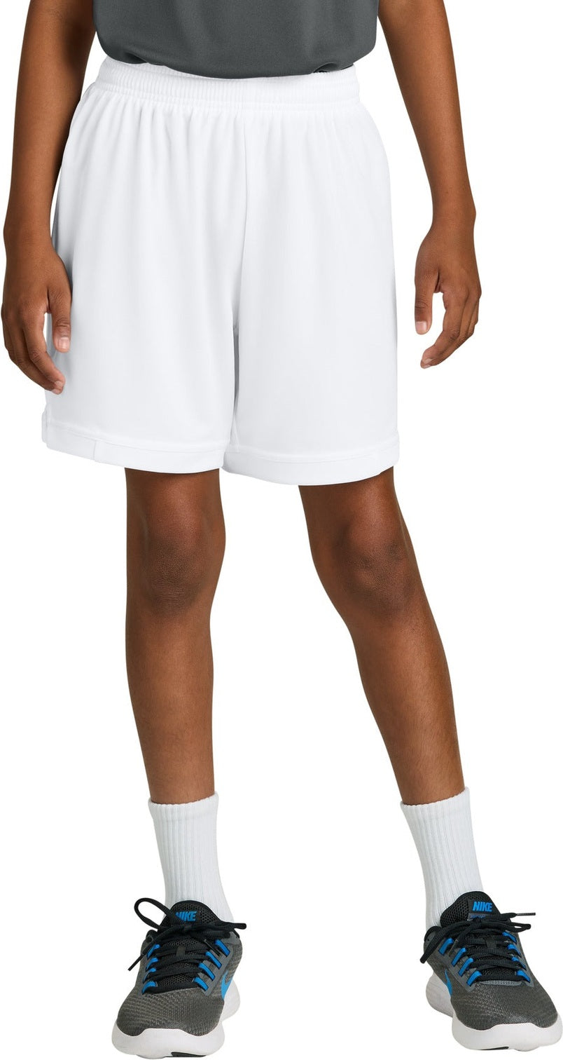 Wht/Wht Sport-Tek Youth Club 5" Short YST4420