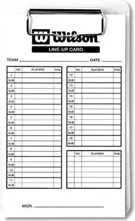 Wilson 3x Baseball/softball Line Up Cards (pack of 30)