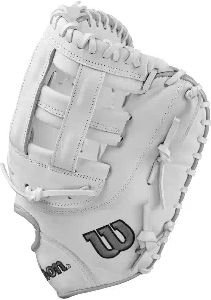 Wilson A1000 1620 12.50’’ Fastpitch Softball First Base Mitt. Wbw102598 - White Gray