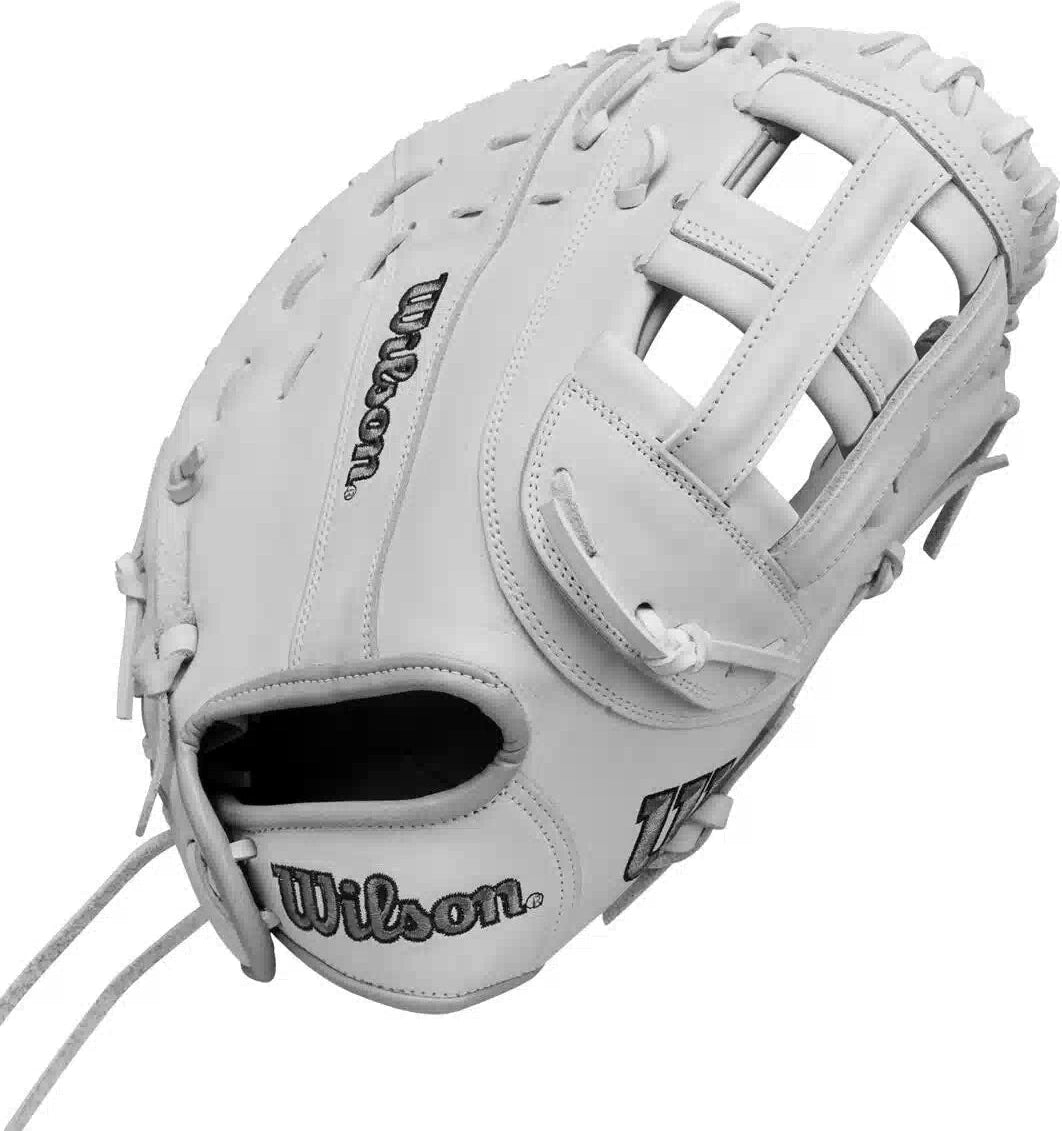 Wilson A1000 1620 12.50’’ Fastpitch Softball First Base Mitt. Wbw102598 - White Gray