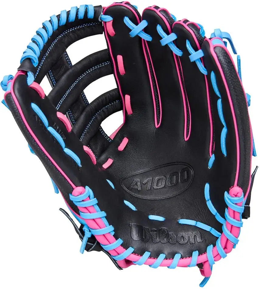 Wilson A1000 1892 12.25’’ Outfield Baseball Glove Wbw1039621225 - Black Cool Blue Flamingo Pink