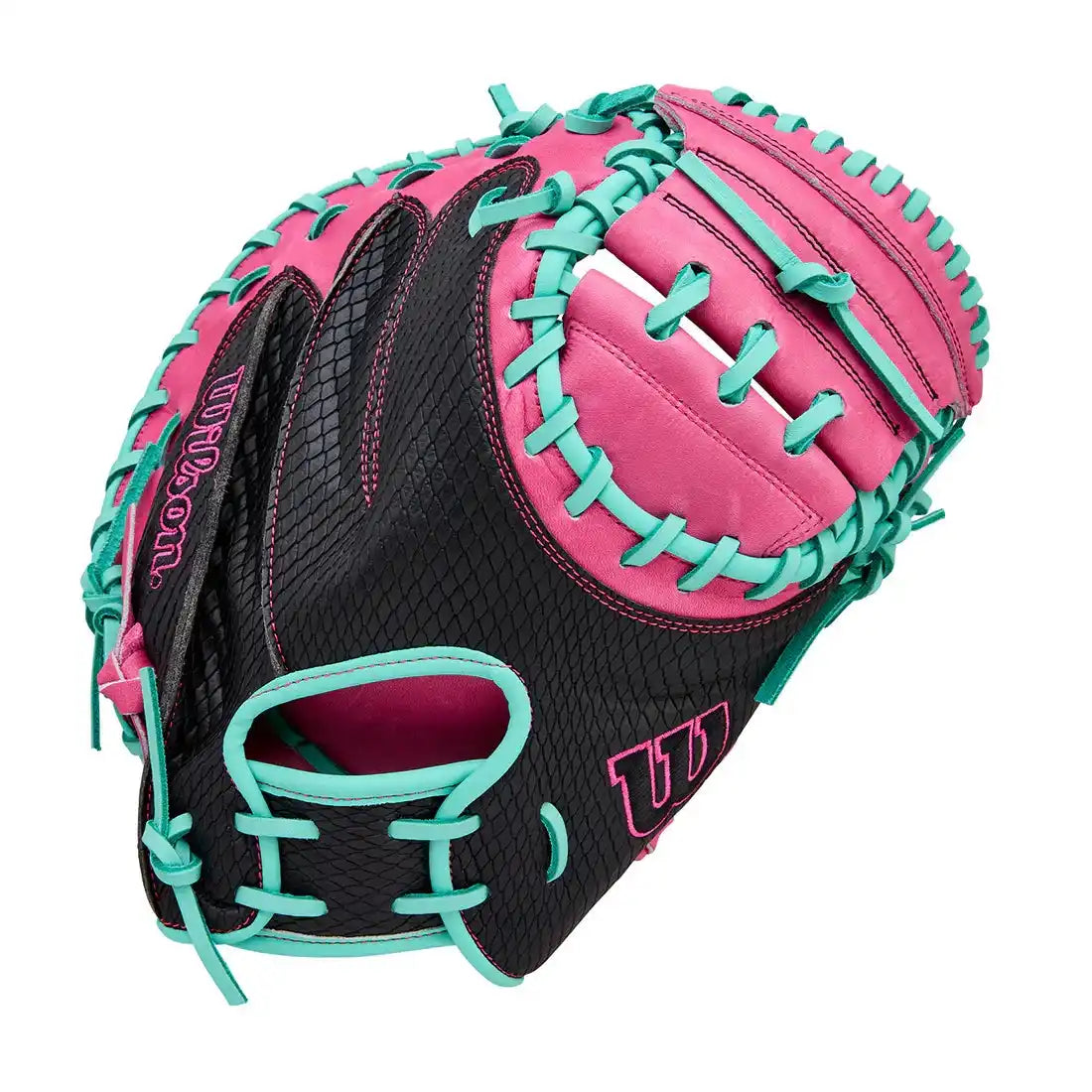 Wilson A1000 Cm33 33.00’’ Catcher’s Mitt Wbw10396633 - Flamingo Seafoam Black - Pink Blue / Right Throw