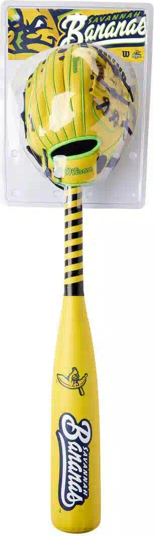 Wilson A200 Savannah Bananas 10.00’’ Glove Ball & Bat Kit Wbw104104 - Yellow Black - Right Throw