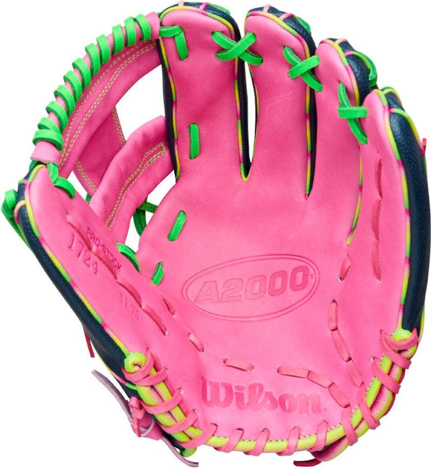 Wilson A2000 1724 11.75’’ Infield Glove Jun 2026 Gotm Wbw1046531175 - Navy Pink Green - Right Throw