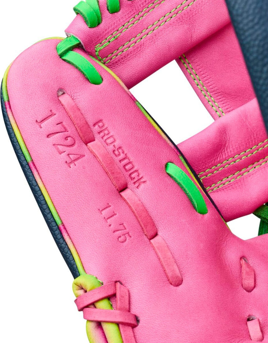 Wilson A2000 1724 11.75’’ Infield Glove Jun 2026 Gotm Wbw1046531175 - Navy Pink Green - Right Throw