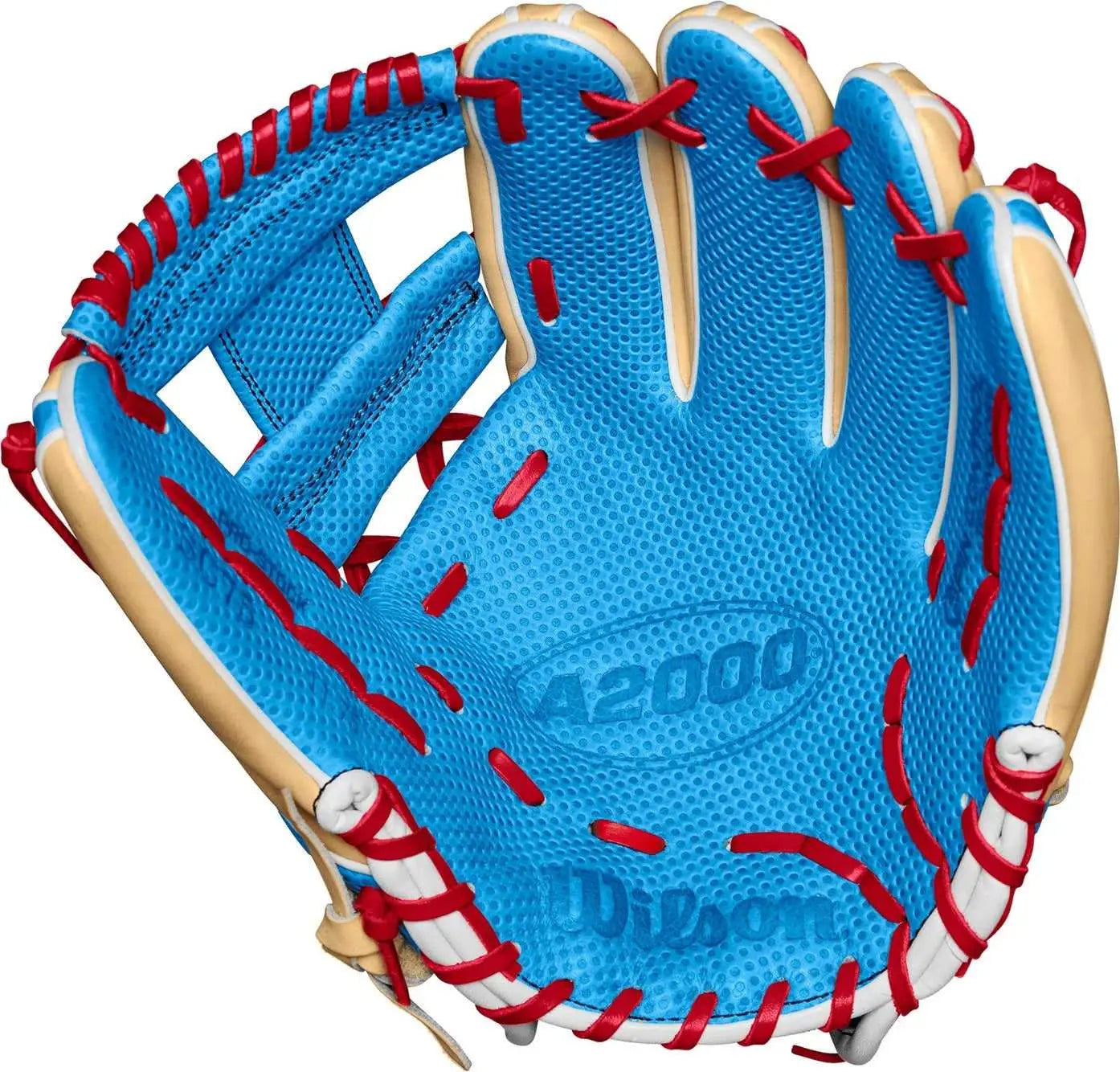 Wilson A2000 1785 11.75’’ Infield Glove Wbw1022681175 - Blonde Sky Blue Red - Cork Columbia / Right Throw