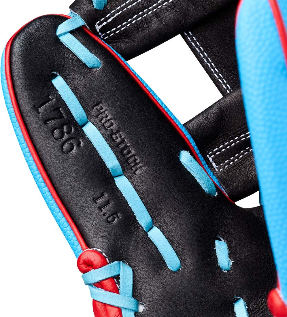 Wilson A2000 1786ss 11.50’’ Infield Glove Wbg05601rt115 - Black Red Sky Blue - Right Throw